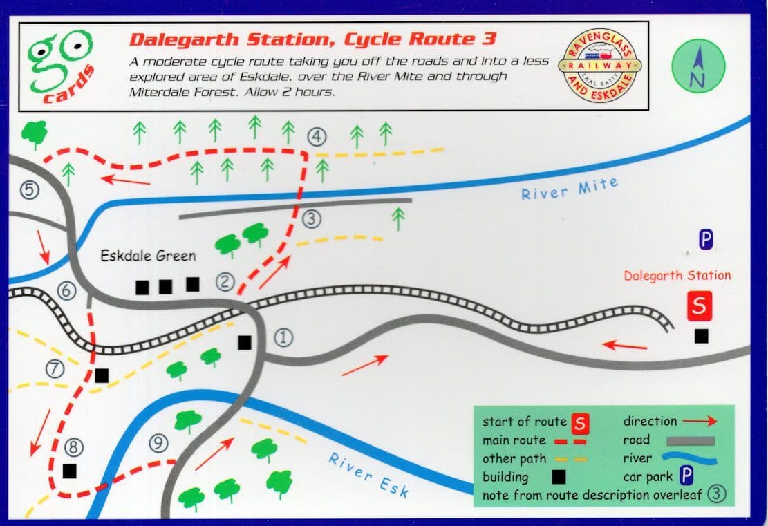Dalegarth Station Bicycle Route Rambling Lake District Postcard