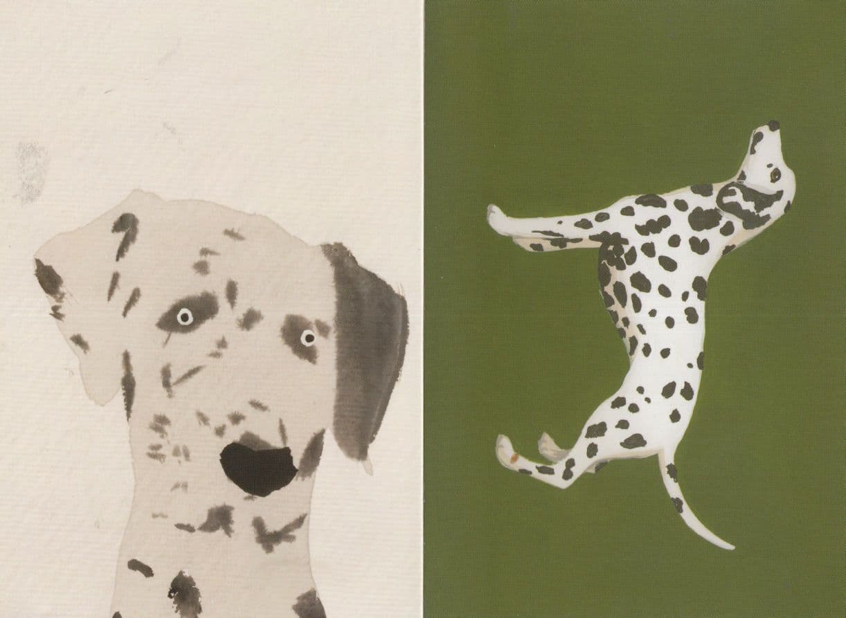 Dalmation Dog 2x Dogs Painting Postcard s