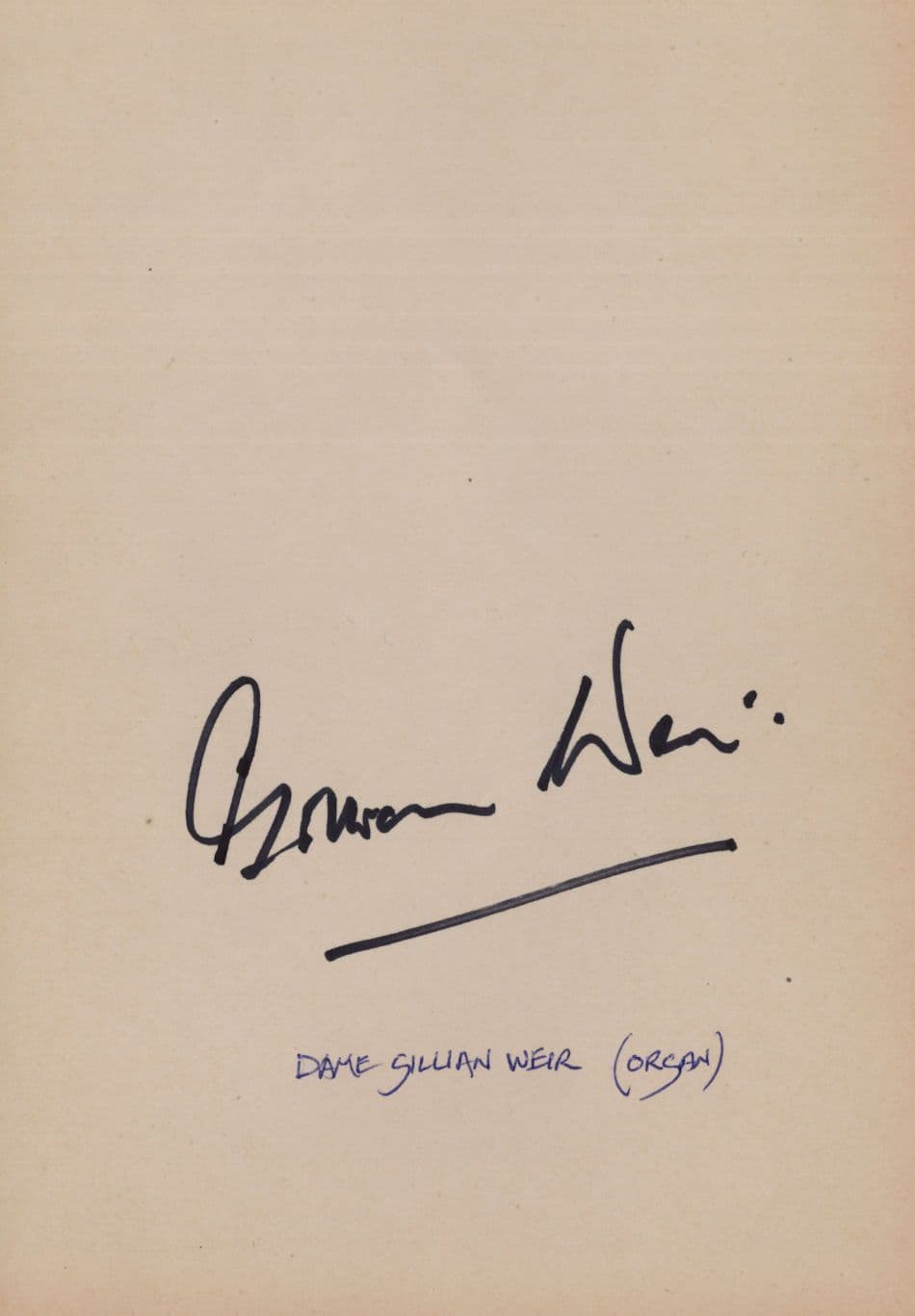 Dame Gillian Weir New Zealand Organist Hand Signed Autograph