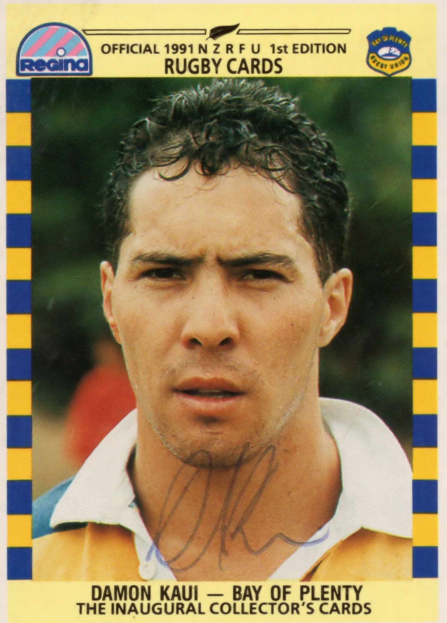 Damon Kaui Bay Of Plenty Team 1991 New Zealand Rugby Hand Signed Card Photo