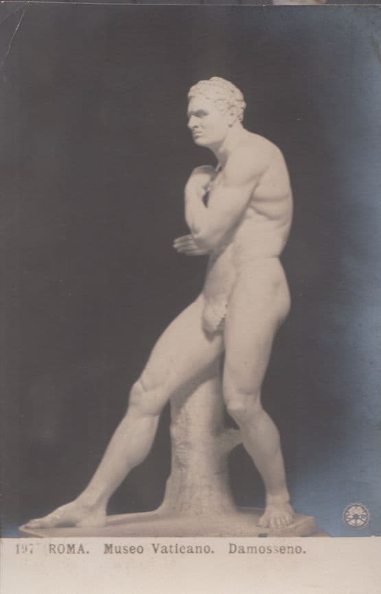 Damosseno Boxer Roma Museo Vaticano Antique Italian Statue Sculpture Postcard