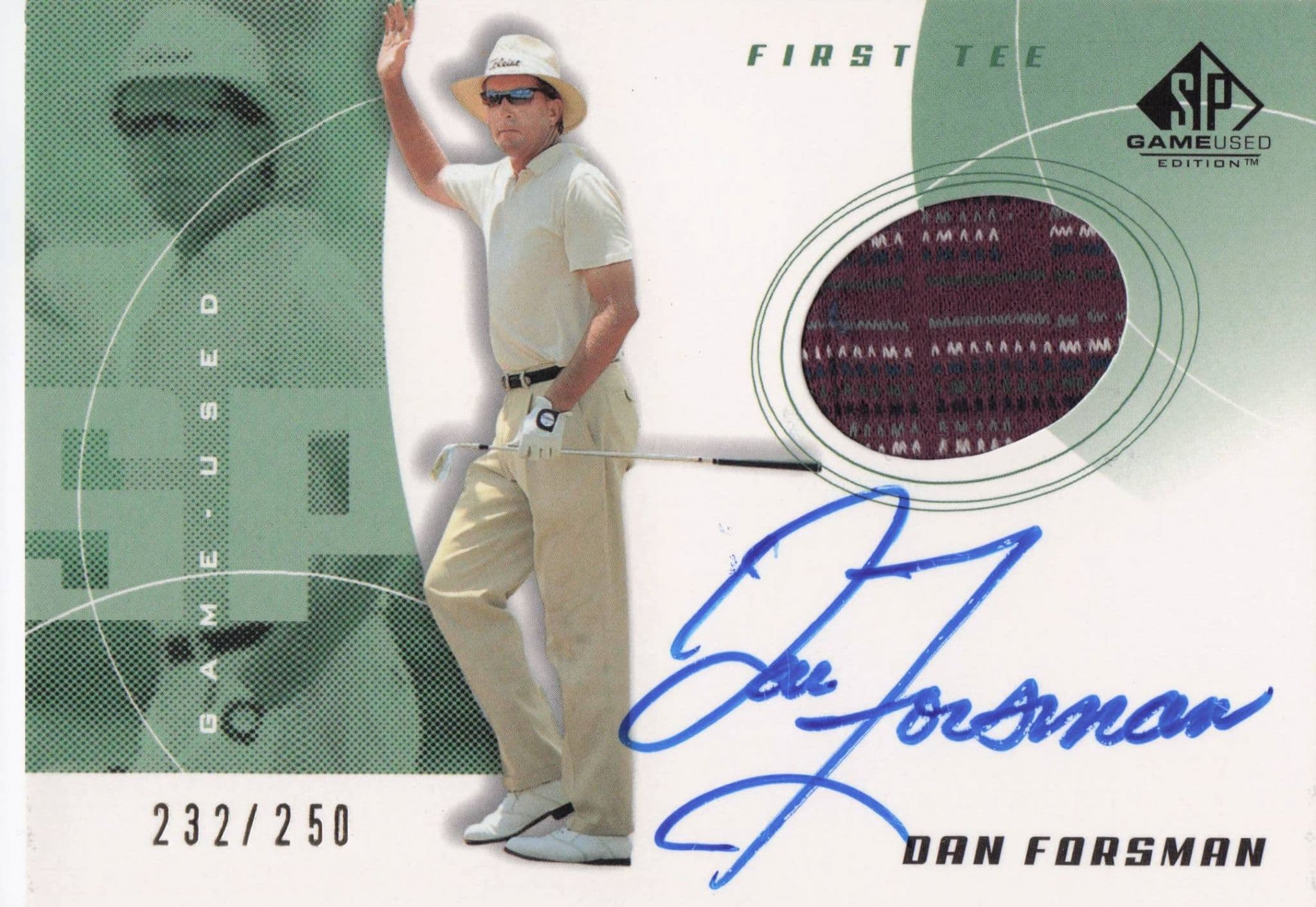 Dan Forsman First Tee 2002 Golf Upper Deck Hand Signed Worn Shirt Card