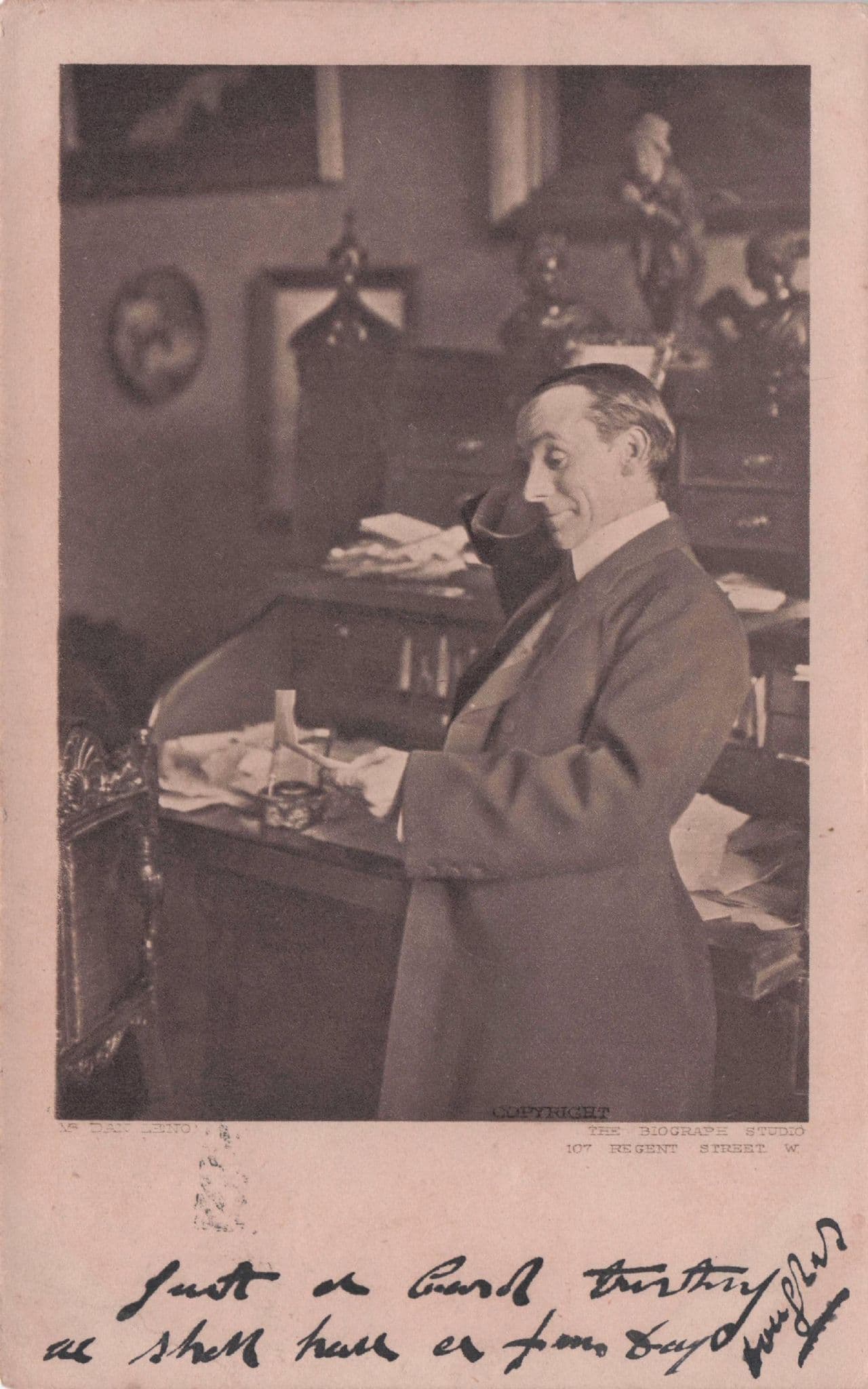 Dan Leno Pantomime Music Hall Theatre Actor Comedian Old Hand Signed Postcard