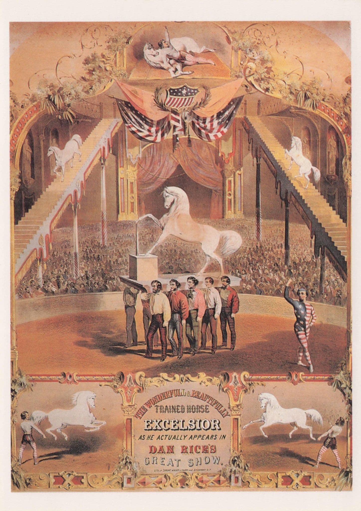 Dan Rice's Horse Circus Victorian Show American Poster Postcard