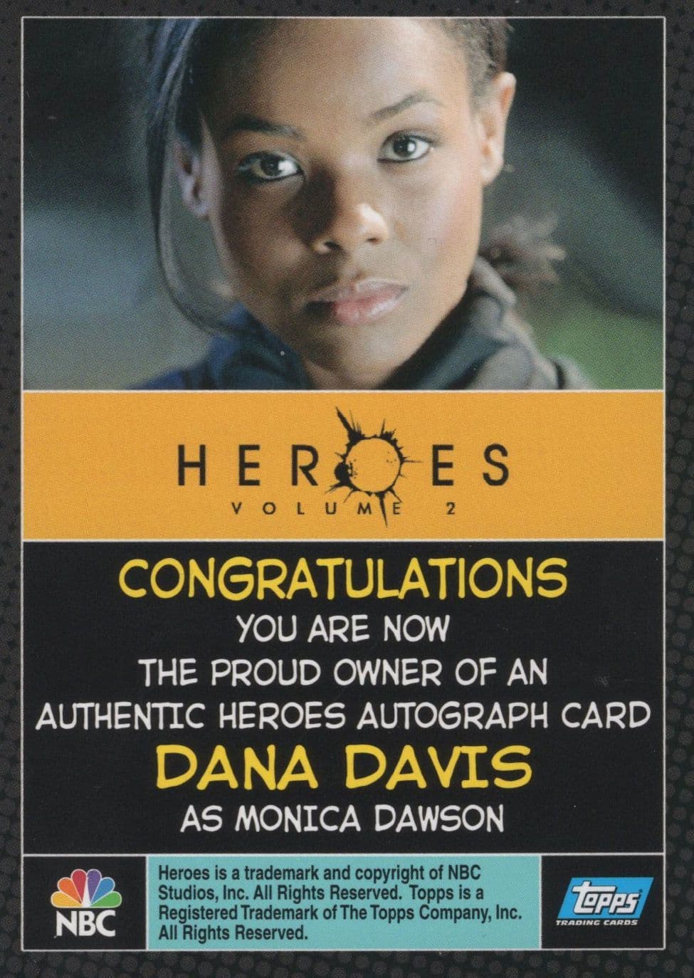 Dana Davis Heroes TV Show Hand Signed Autograph Card Photo