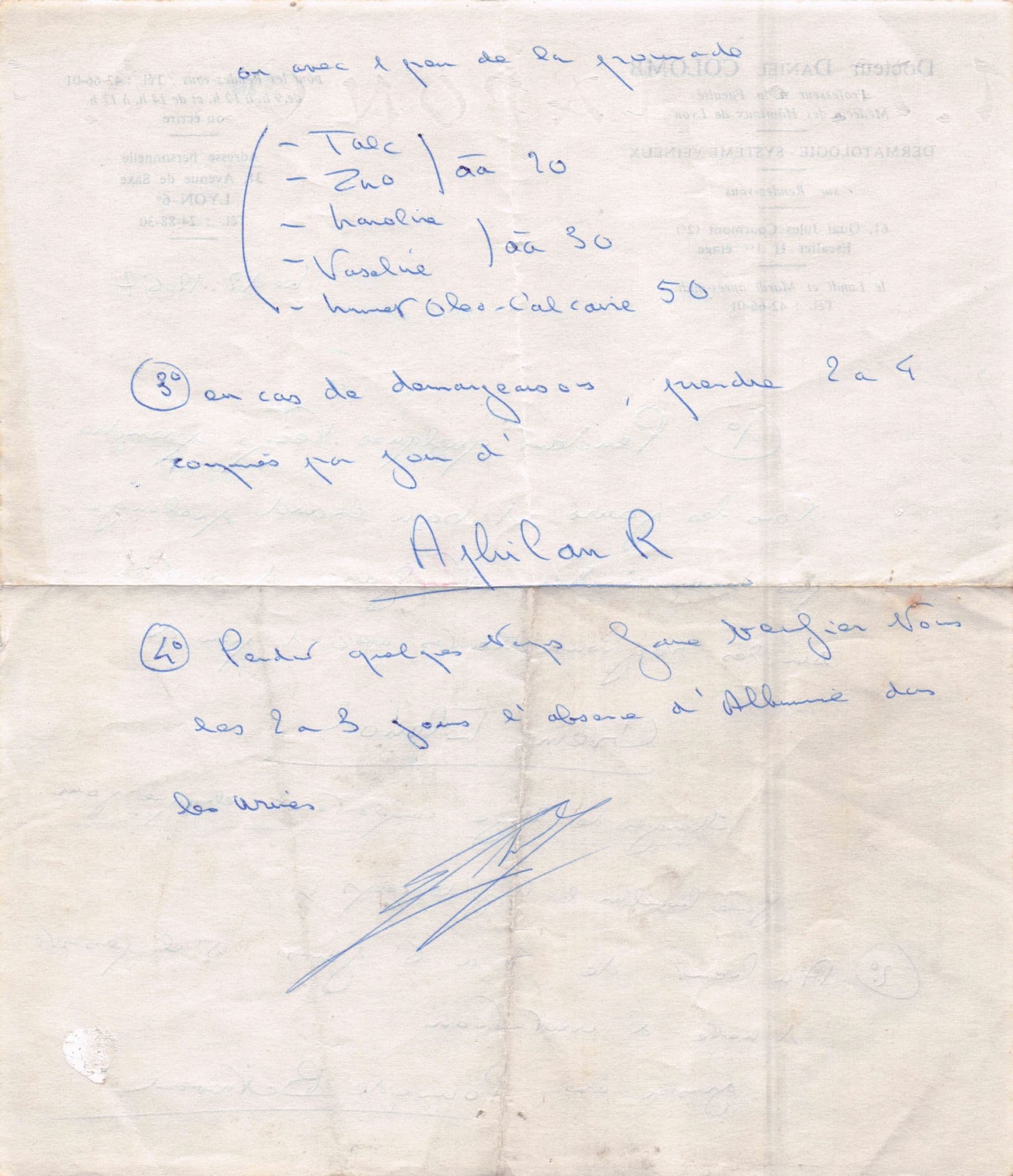 Daniel Colomb 1960s French Professor Dermatologist Hand Signed Letter