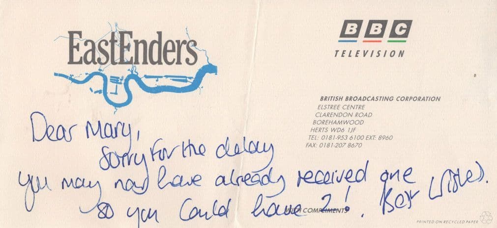 Daniela Westbrook Eastenders Hand Signed Letter & More