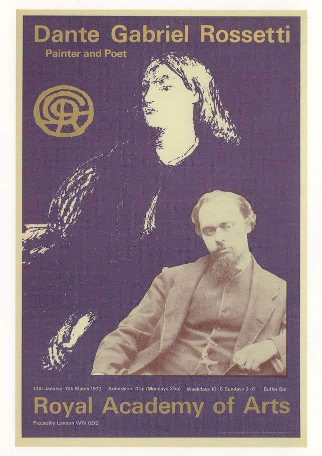 Dante Gabriel Rossetti 1973 London Painting Exhibition Postcard