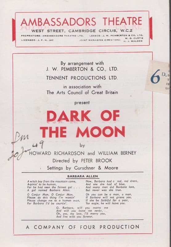 Dark Of The Moon Sandra Dorne Mystery London Ambassadors Theatre Programme