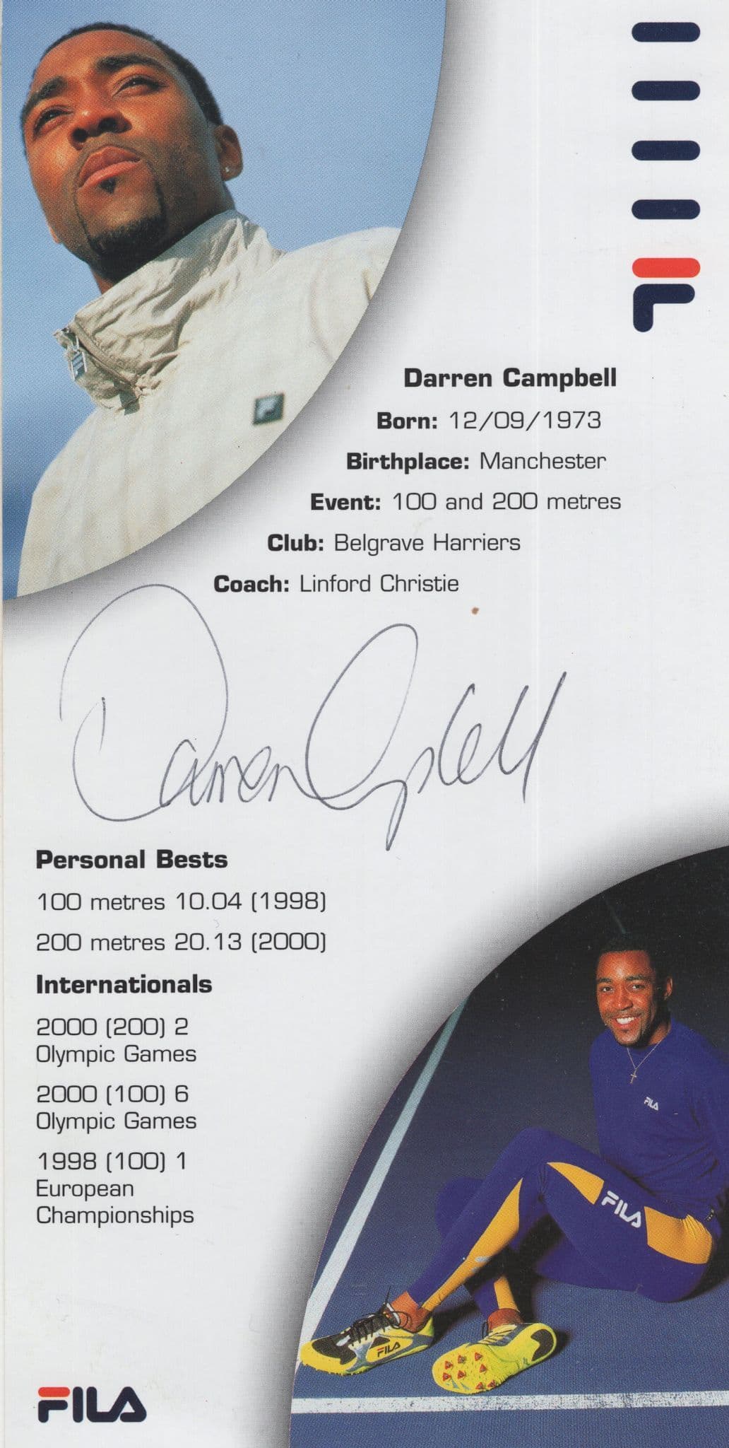 Darren Campbell Wasps Rugby Olympic Games Large Hand Signed Photo