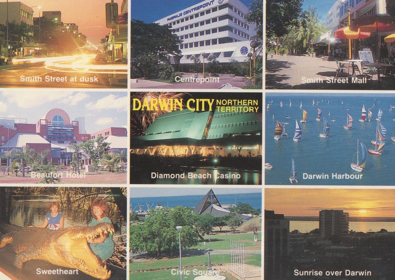 Darwin City Australia Harbour Crocodiles Hotel Casino Rare Postcard