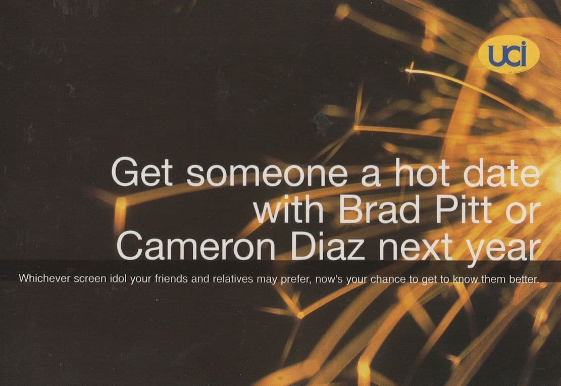 Date Cameron Diaz Brad Pitt Dating Cinema Advertising Postcard