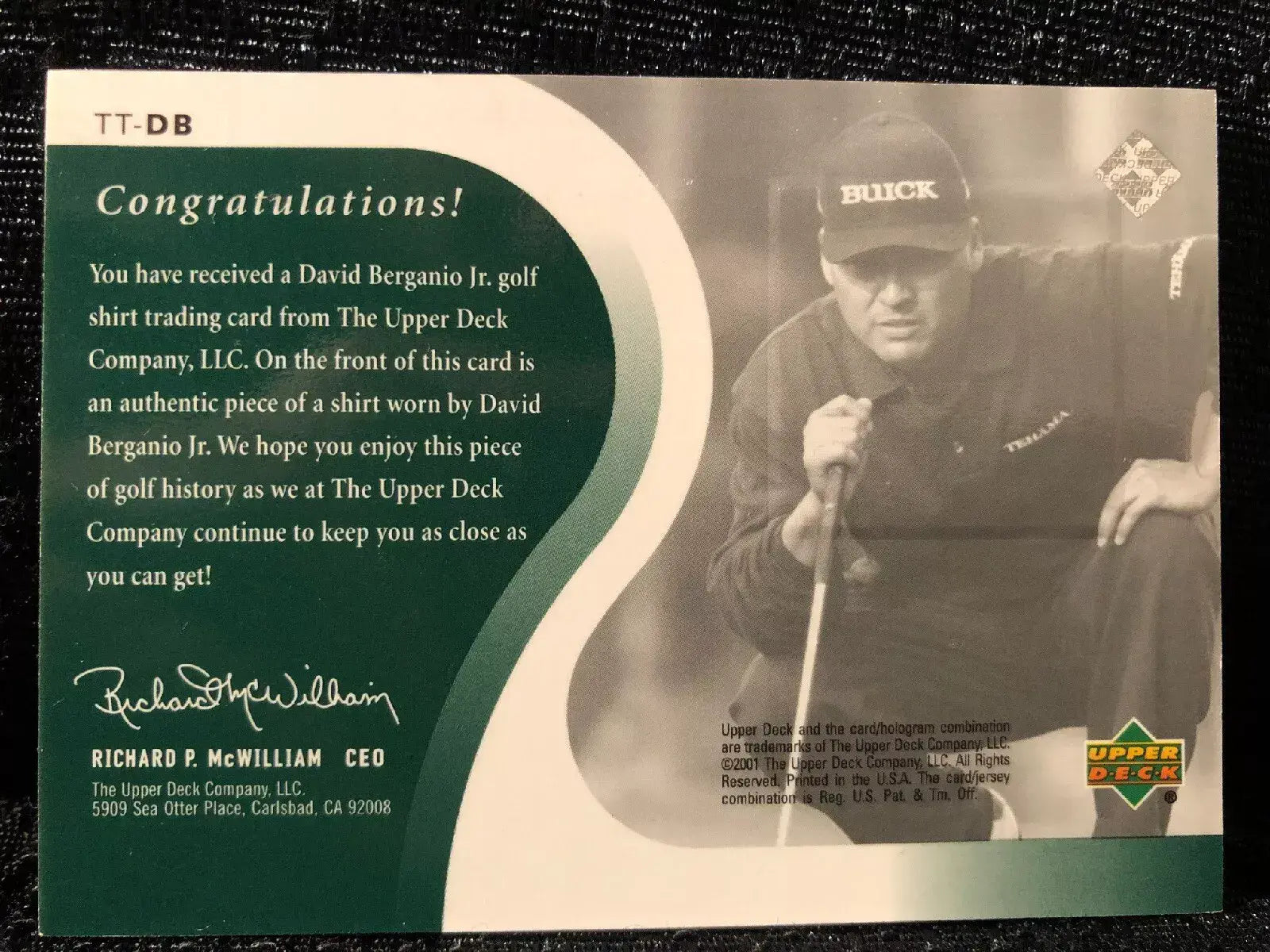David Berganio Original Worn Shirt Golf Tour Rare Limited Threads Card