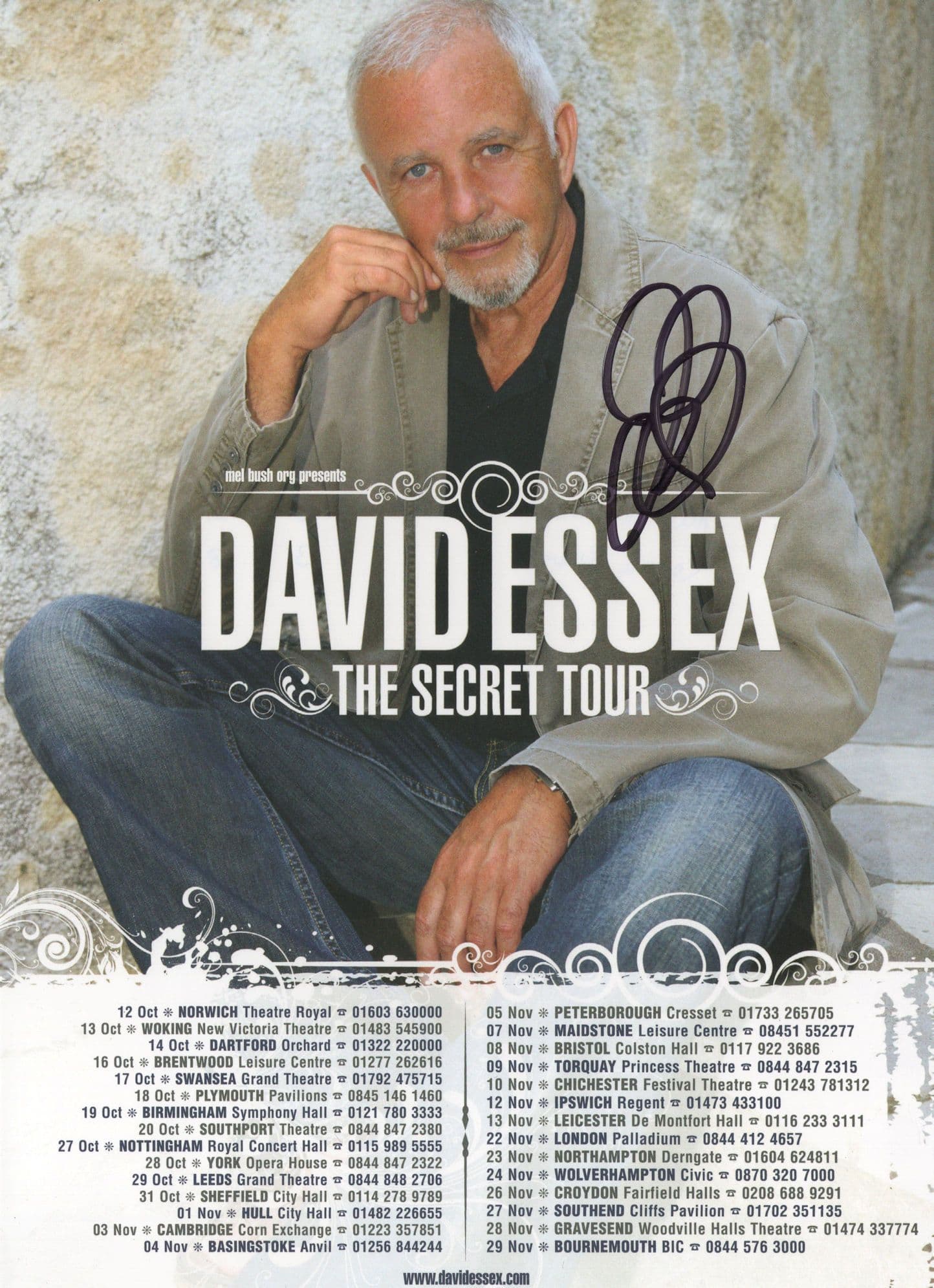 David Essex The Secret Tour Hand Signed Live Concert Flyer