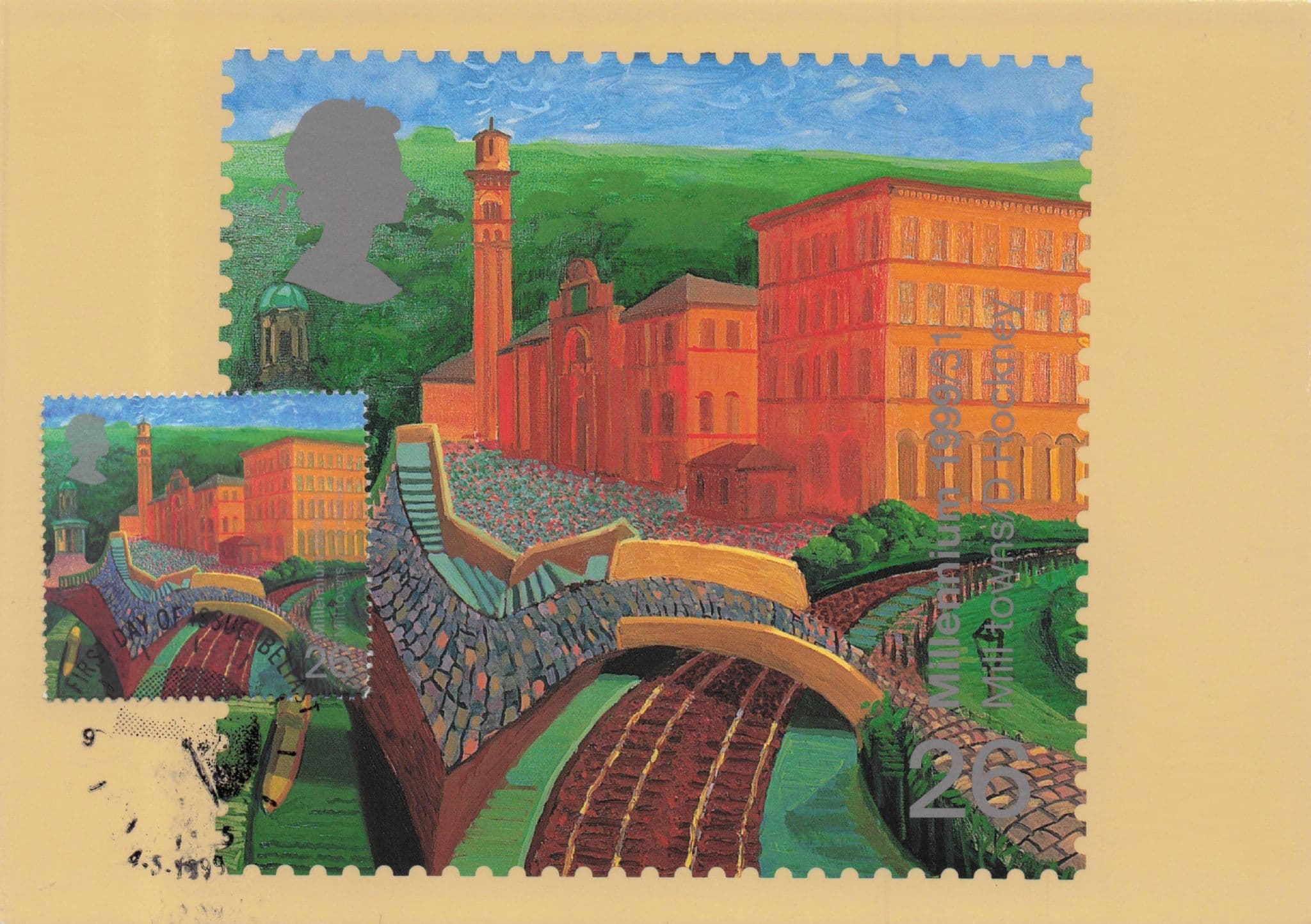 David Hockney Mill Towns Painting Royal Mail FDC Postcard