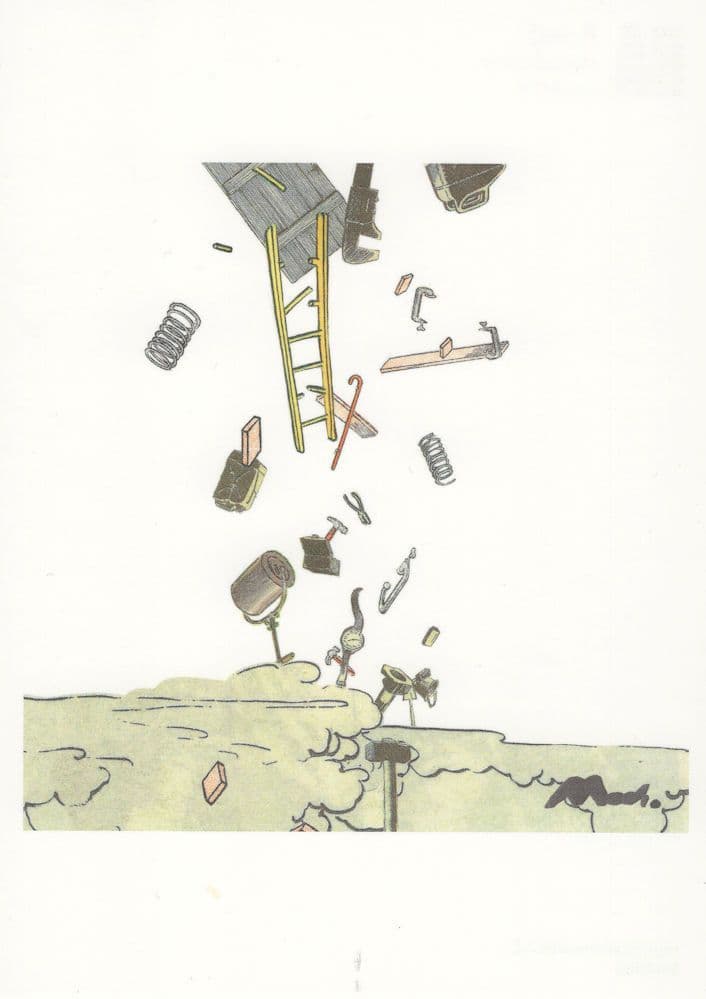 David Mach Cloud Burst Of Useful Possessions Painting Postcard