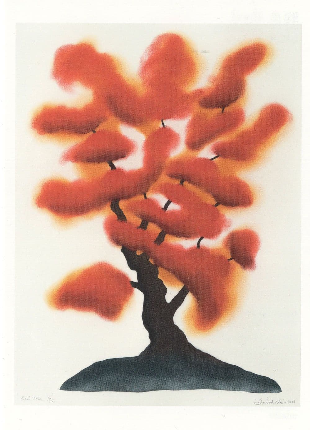 David Nash Red Tree 2016 London Organic Geometric Print Painting Postcard