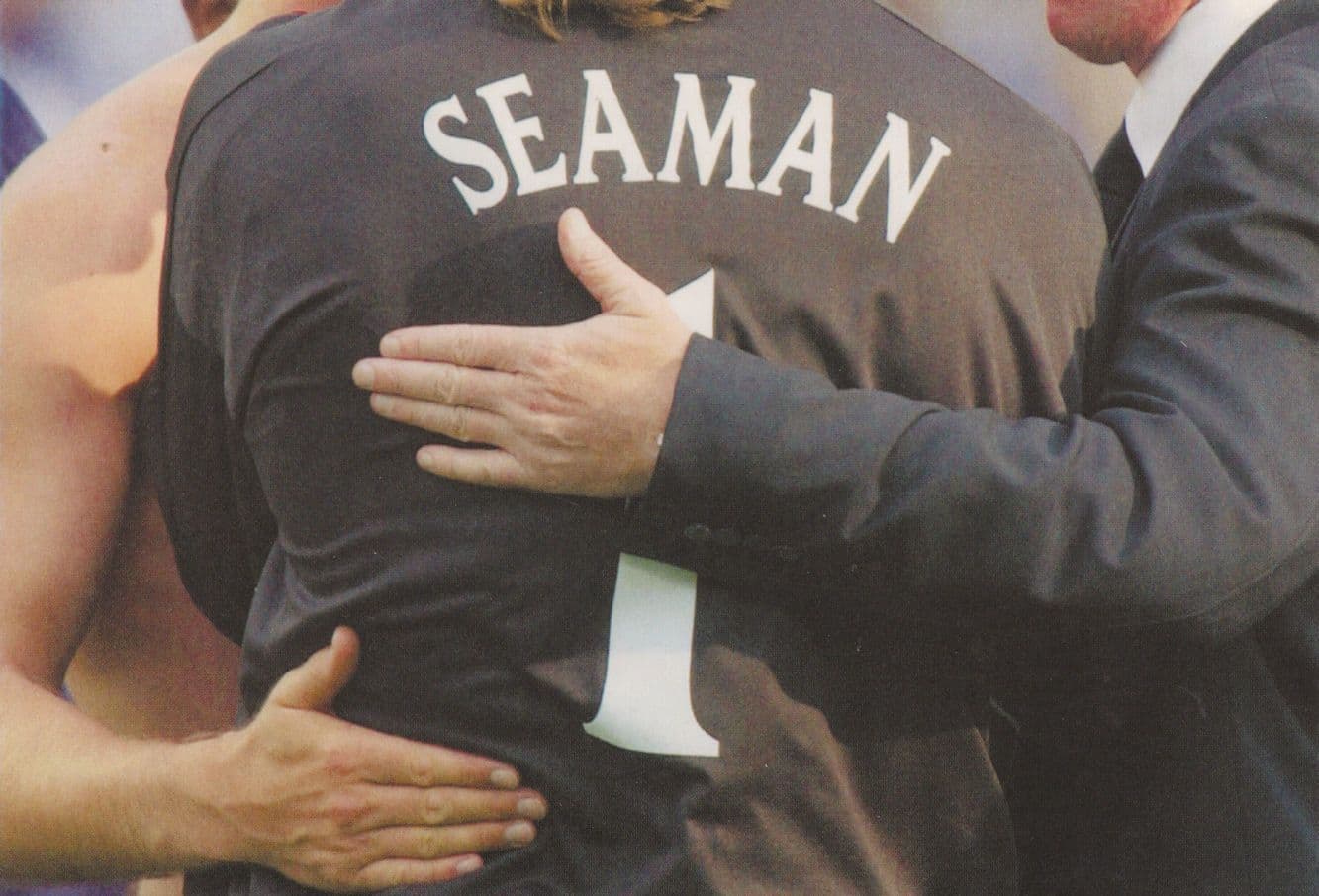 David Seaman Being Consoled 2002 World Cup Football Postcard