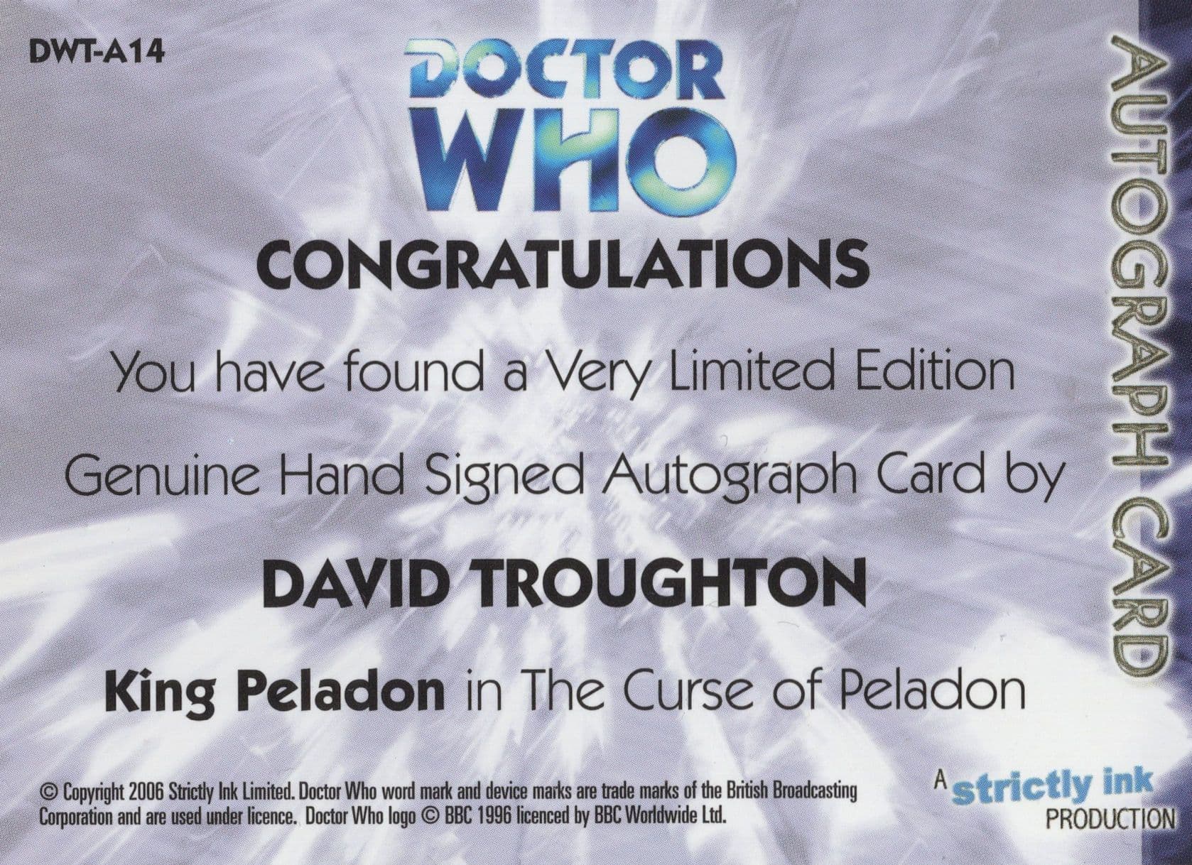 David Troughton Curse Of Peladon Dr Who Hand Signed Autograph Card