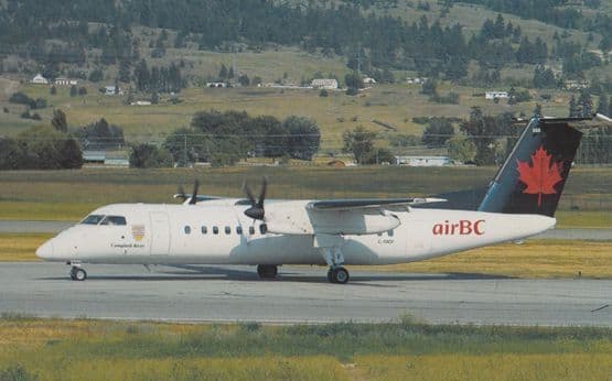 De Havilland DHC-8-311 Dash 8 AirBG Aircraft Plane at Kelowna Airport Postcard