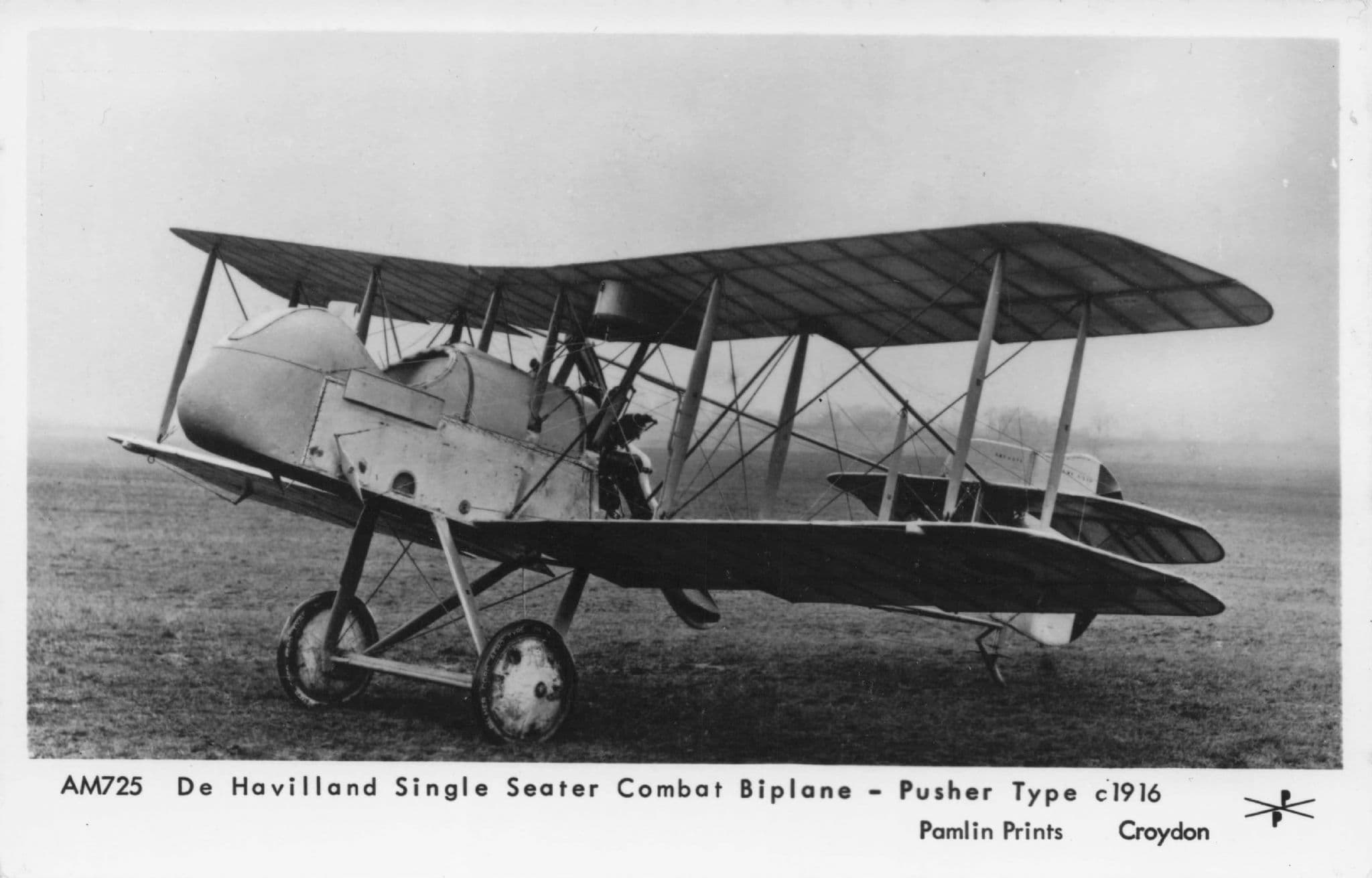 De Havilland Single Seater Biplane WW1 in 1916 Aviation Rare Photo Postcard