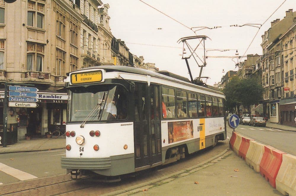 De Lijn Sint-Pietersstation Belgium Evergem 1974 Tram Postcard