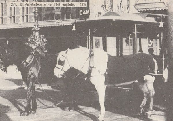 De Paardentram Op Het Stationplein in 1895 Postcard