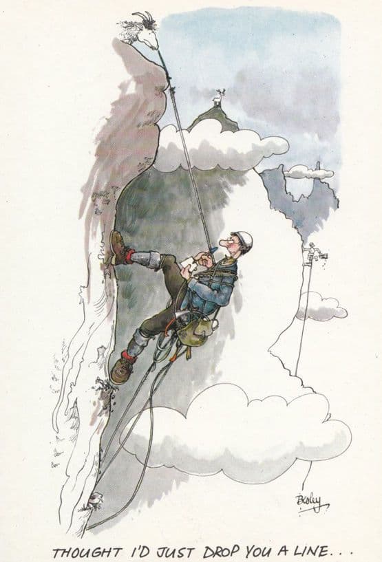 Dead Mountain Climber Thought I'd Drop You A Line Scottish Comic Humour Postcard