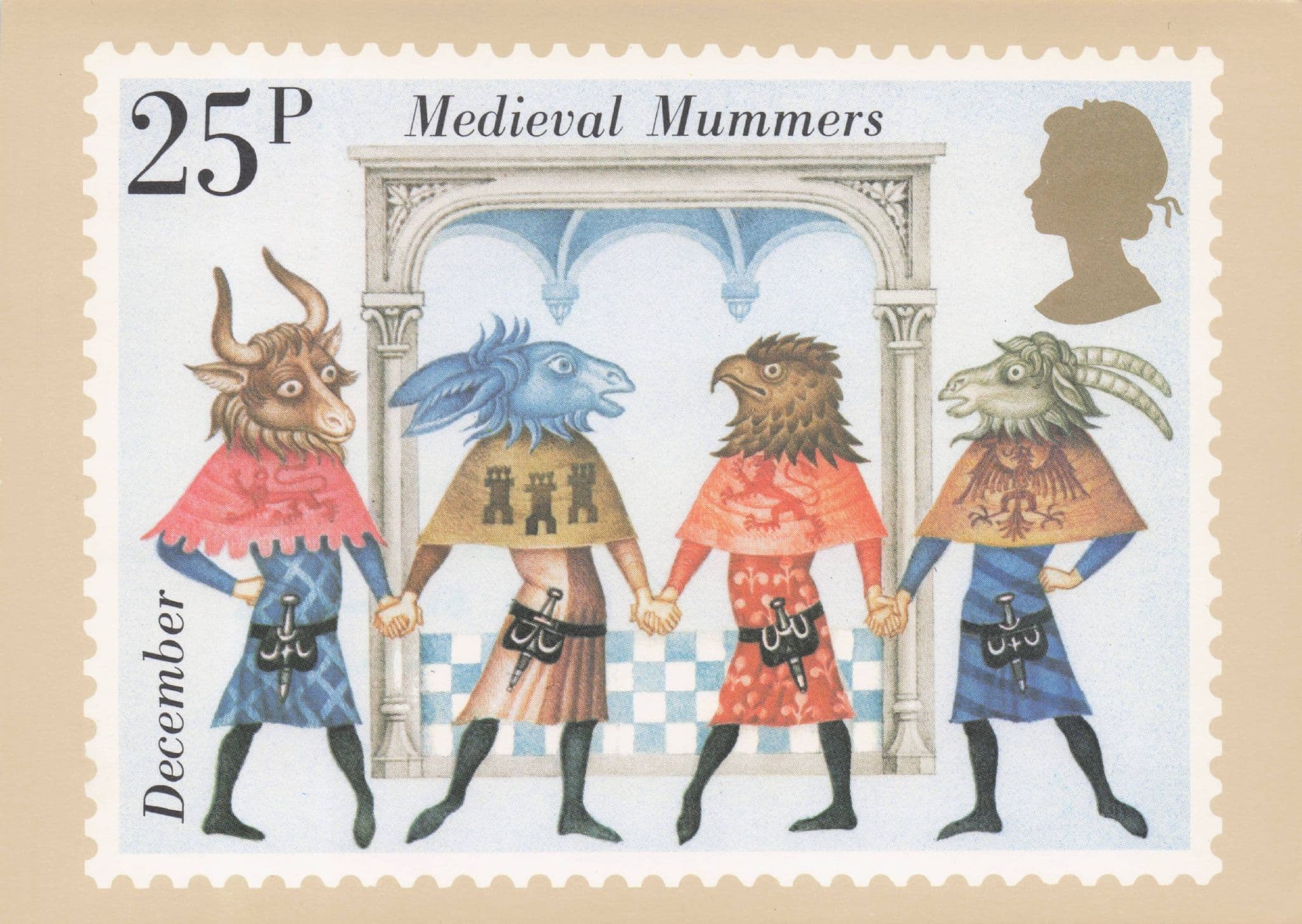 December Pagan Egyptian Medieval Mummies Painting Stamp Postcard