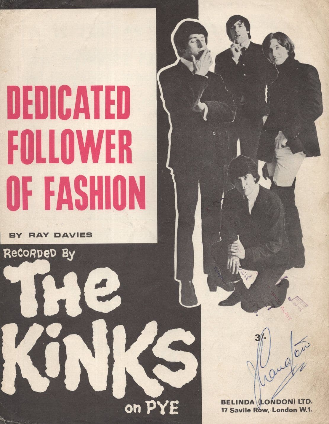 Dedicated Follower Of Fashion The Kinks Sheet Music Please Read