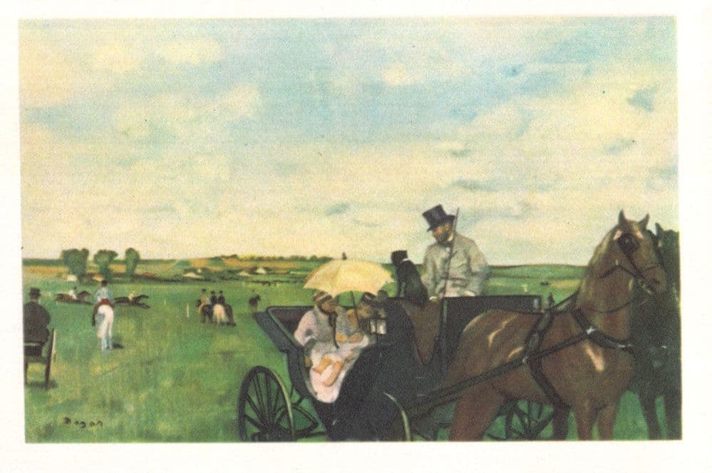 Degas The Carriage At The Races Boston Museum Old Painting Postcard