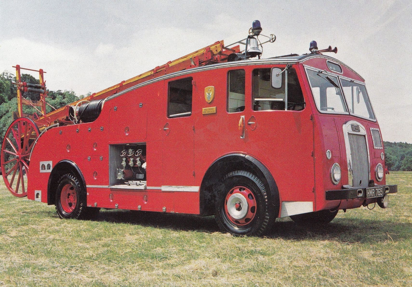Dennis F12 Pump Escape Surrey Fire Engine Brigade Postcard
