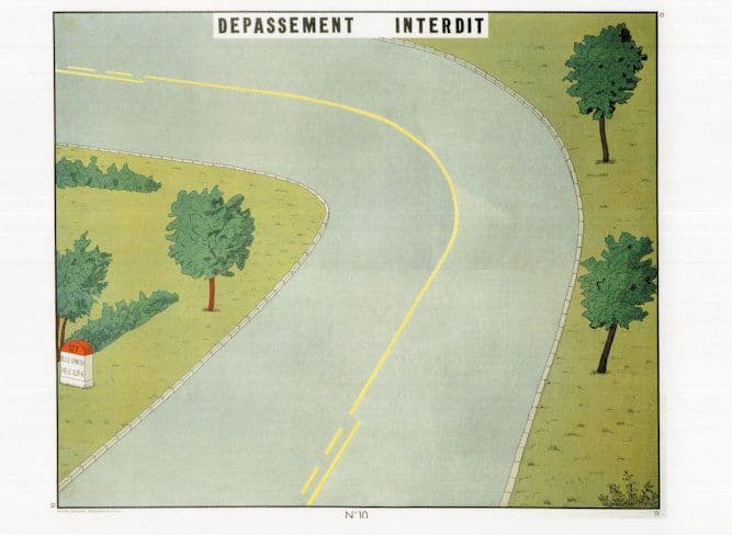 Depassement Interdit No Overtaking Road Sign Driving Chart Postcard