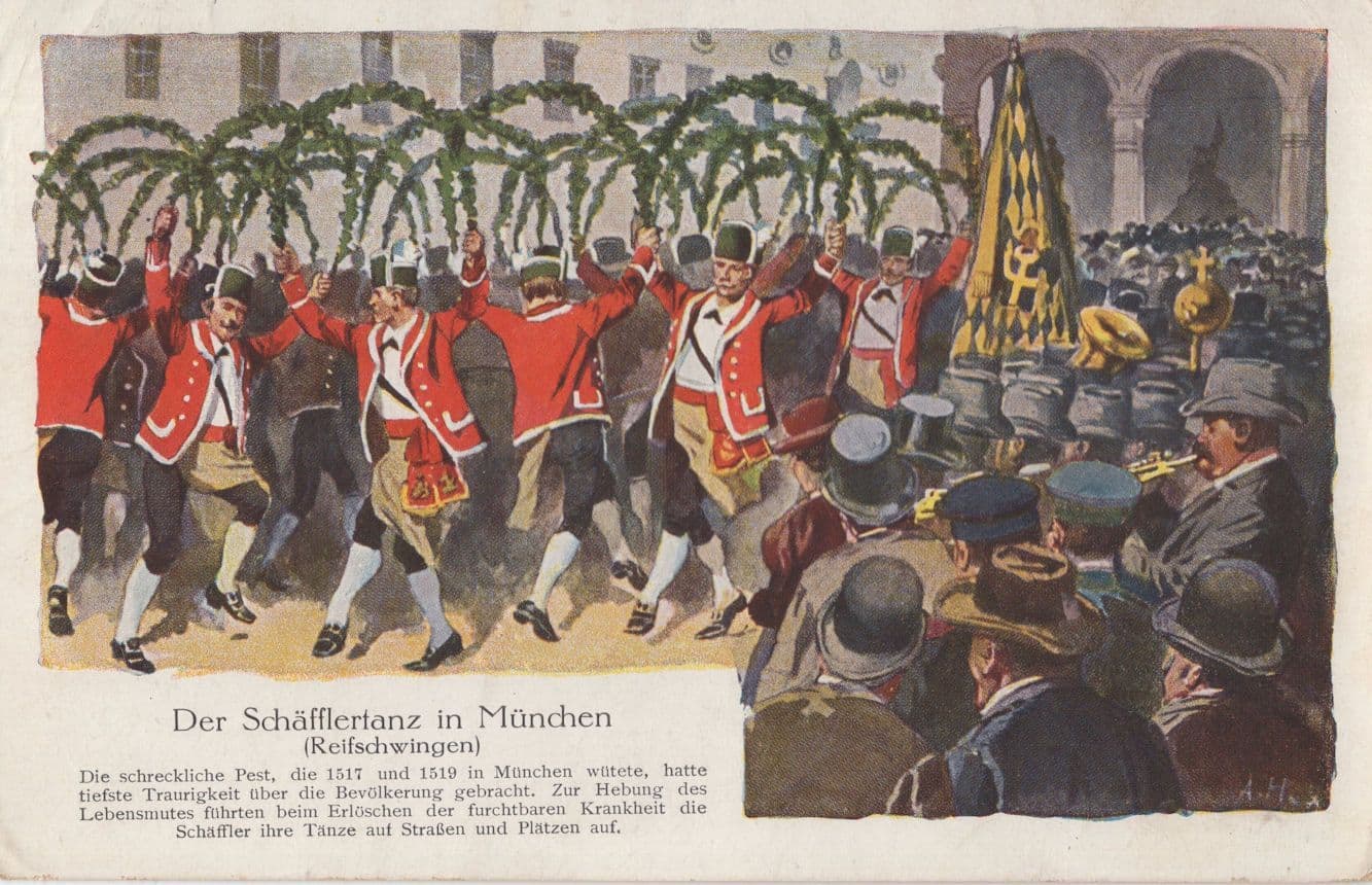 Der Schafflertanz in Munchen Old German Military Postcard