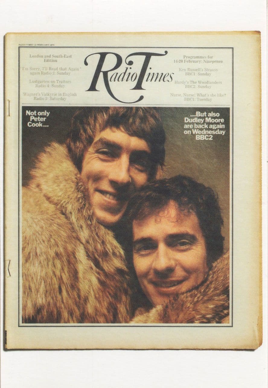 Derek & Clive Peter Cook & Dudley Moore TV Show Radio Times Postcard