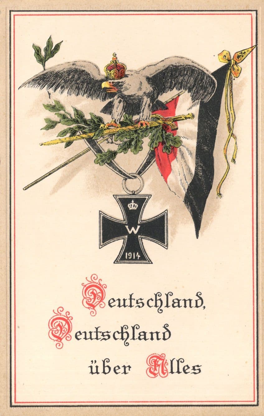 Deutschland Uber Alles German Eagle Cross Relief WW1 War Postcard