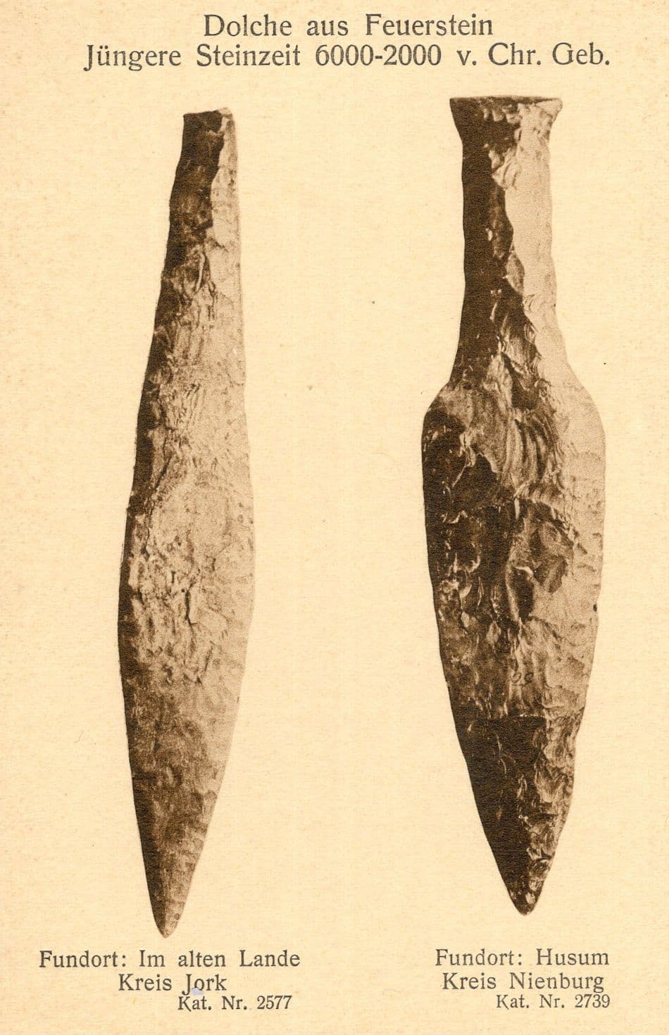 Development Of Flint Daggers Prehistoric Vintage German Postcard