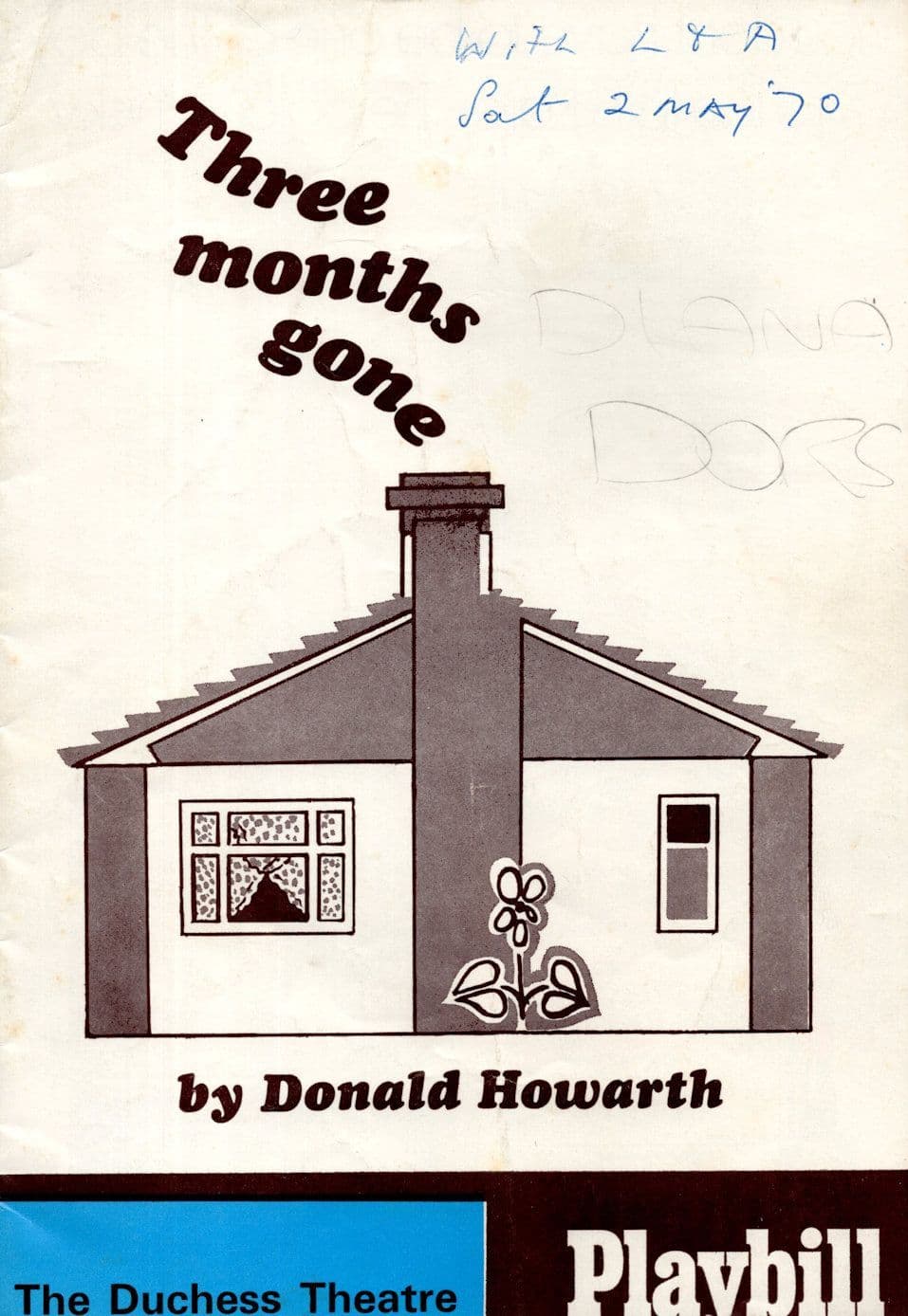 Diana Dors Three Months Gone 1970 Vintage RARE Theatre Programme