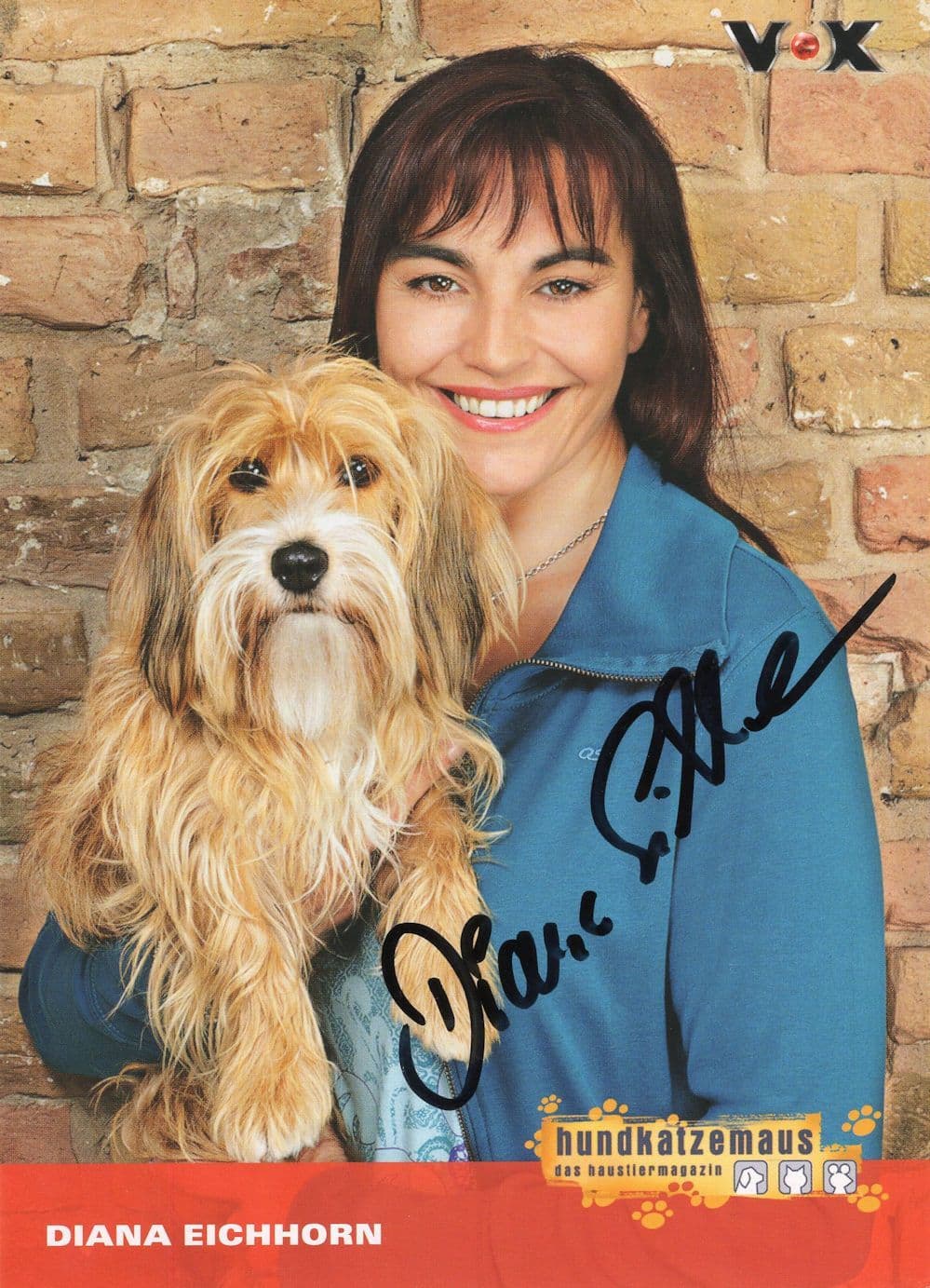 Diana Eichhorn German TV Presenter & Dog Hand Signed Photo