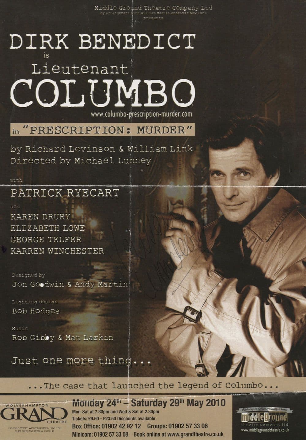 Dick Benedict of The A-Team Columbo Folded Hand Signed Theatre Flyer