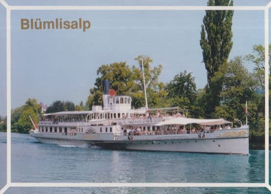 Die DS Blumlisalp Auf Dem Thunersee Swiss Paddle Steamer Ship Postcard