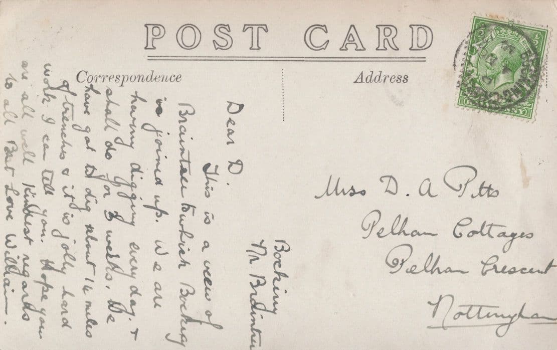 Digging Military Trenches in The Avenue Braintree WW1 RPC Postcard