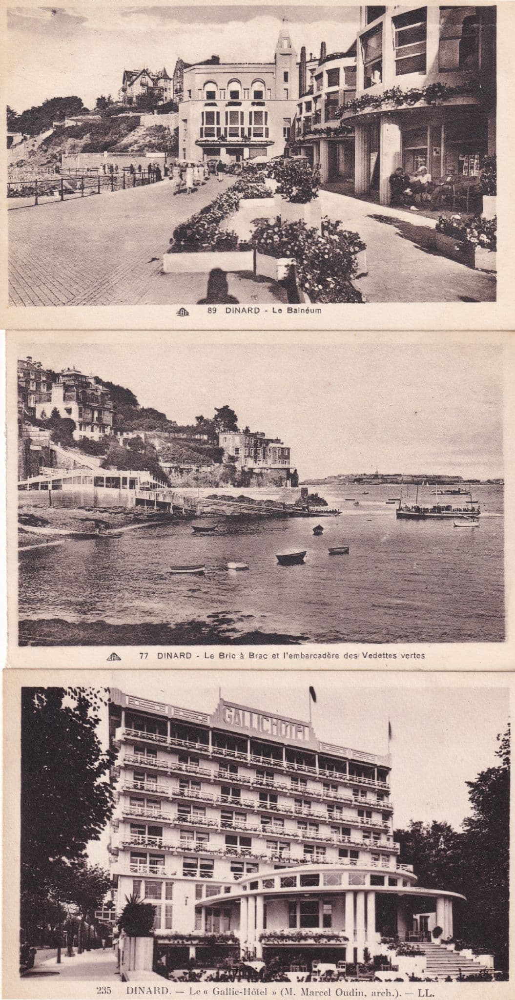 Dinard Le Bric A Brac Boats Baineum Gallie Hotel 3x Old Postcard s