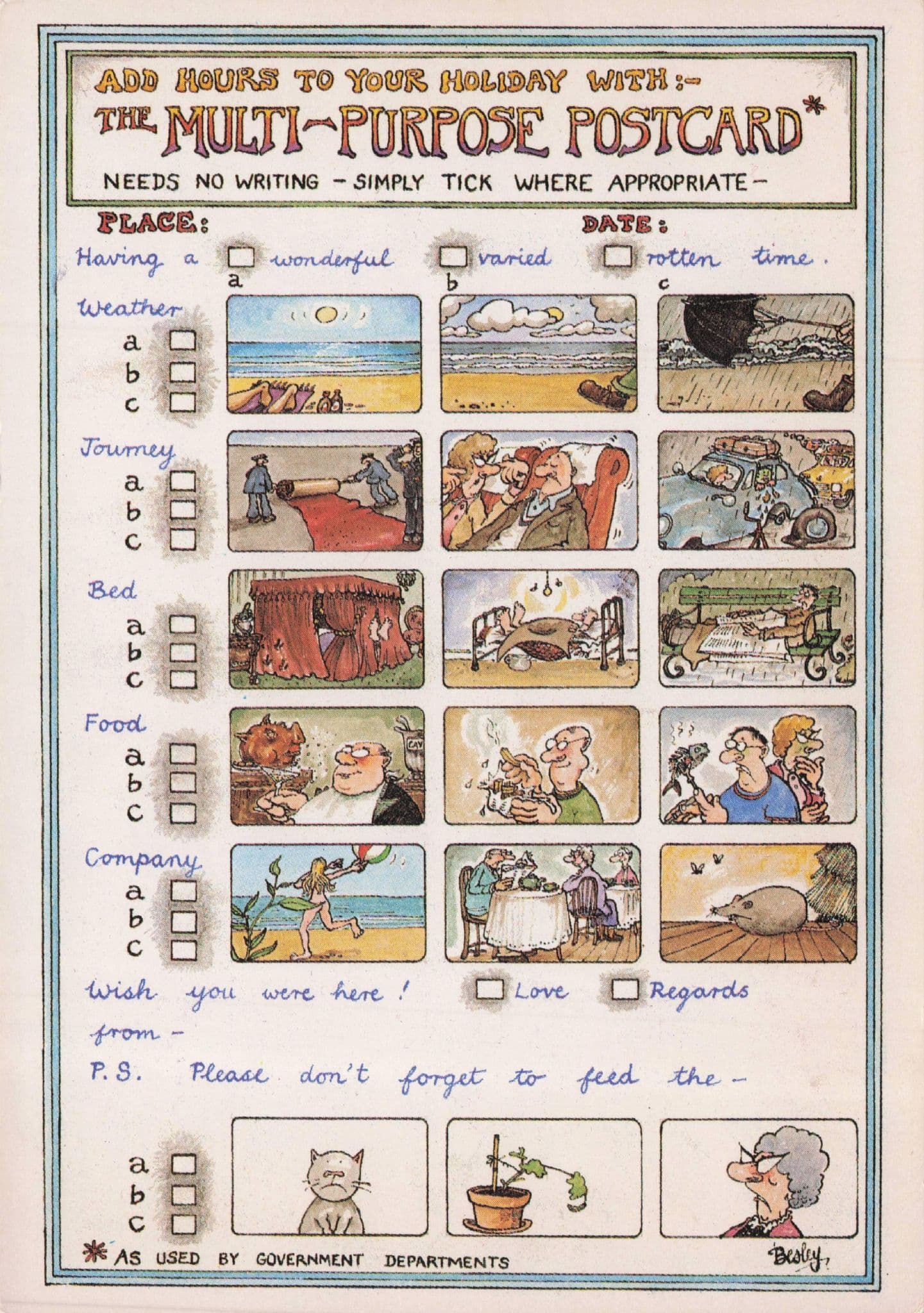 Disaster Holiday Checkbox Tourist Unique 18 View Comic Postcard