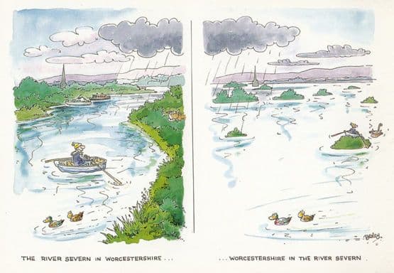 Disaster Shipwreck Stuck On Worcester Bridge Comic Humour Postcard