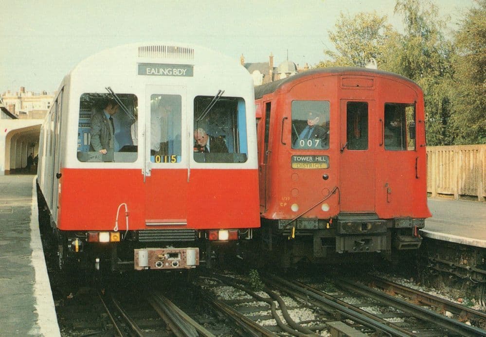 District Line 1979 Train at Ealing Broadway London Tube Station Postcard