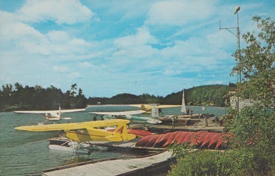 Dock View From Lakeland Airways Temagami Ontario Plane Airport 1960s Postcard