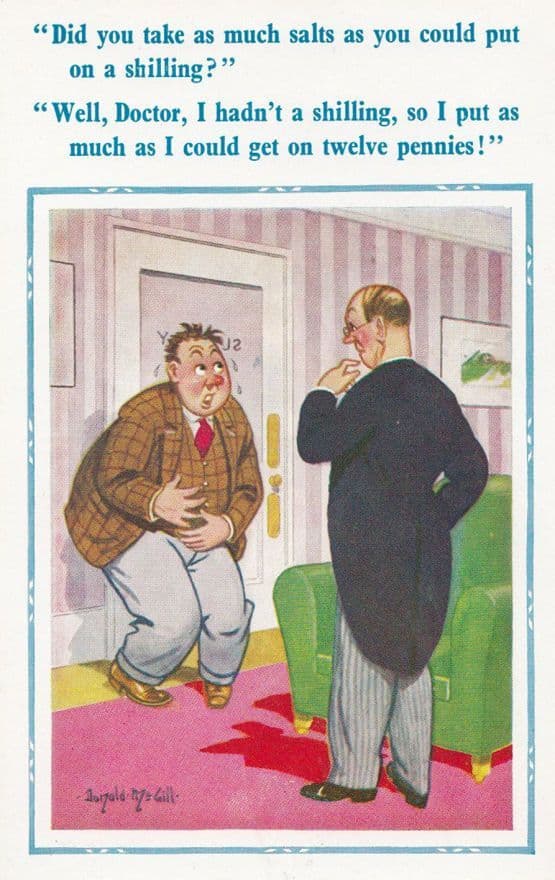 Doctor Doctor Constipation Sea Salts Medicine Overdose Comic Humour Postcard