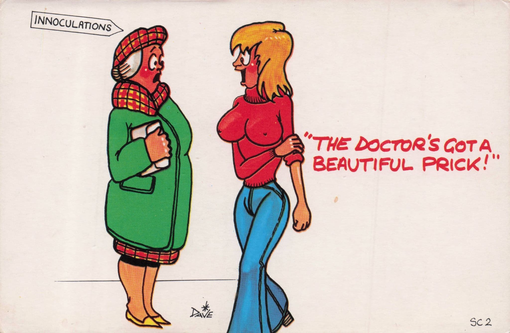Doctors Surgery Innoculations Injection Prick Rude Meaning Comic Postcard
