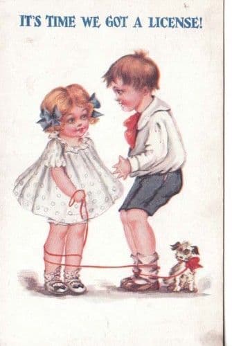 Dog Licence License Animal Old Antique Comic Humour Postcard